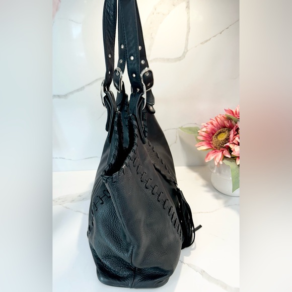 Rosanna Nichole black leather Super soft HOBO purse with snake pattern lining - Picture 3 of 16